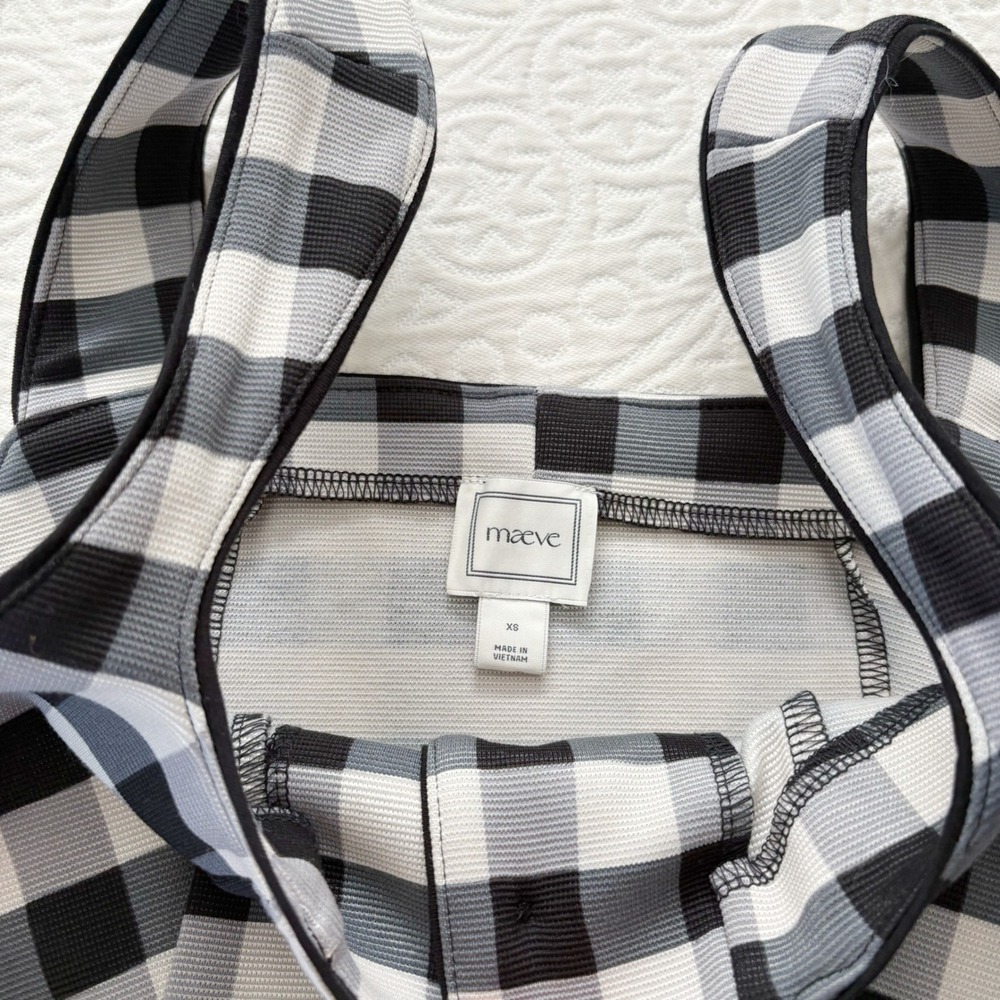 Maeve by Anthropologie Tank and Wide Leg Pants Set, Black/White Check Sz XS / 25 - Picture 5 of 8